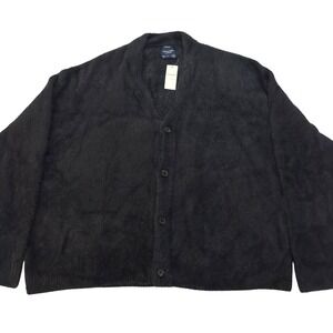 Abercrombie Fitch Black Cropped Fuzzy Cardigan Sweater Mens 2XL Cozy Soft